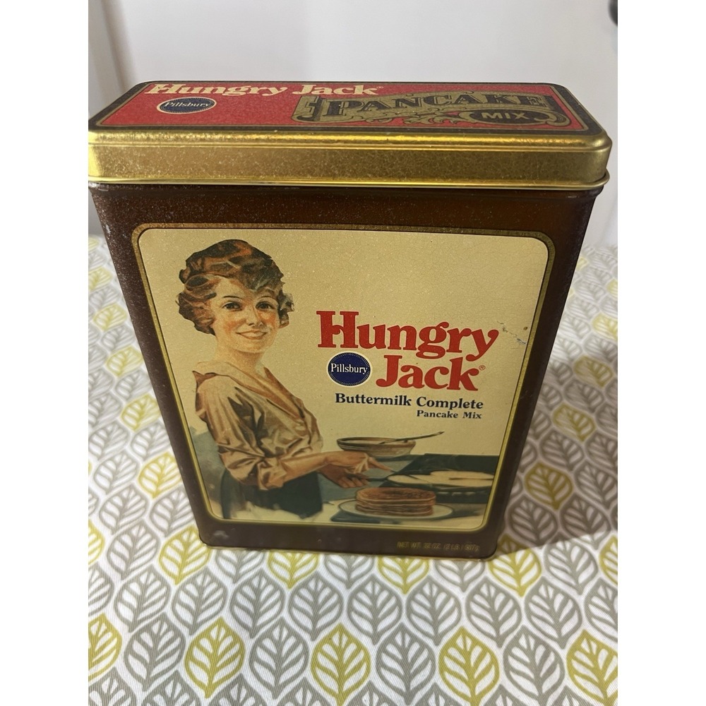 Vintage Hungry Jack Pillsbury Buttermilk Pancake Mix Advertising Tin Collectible